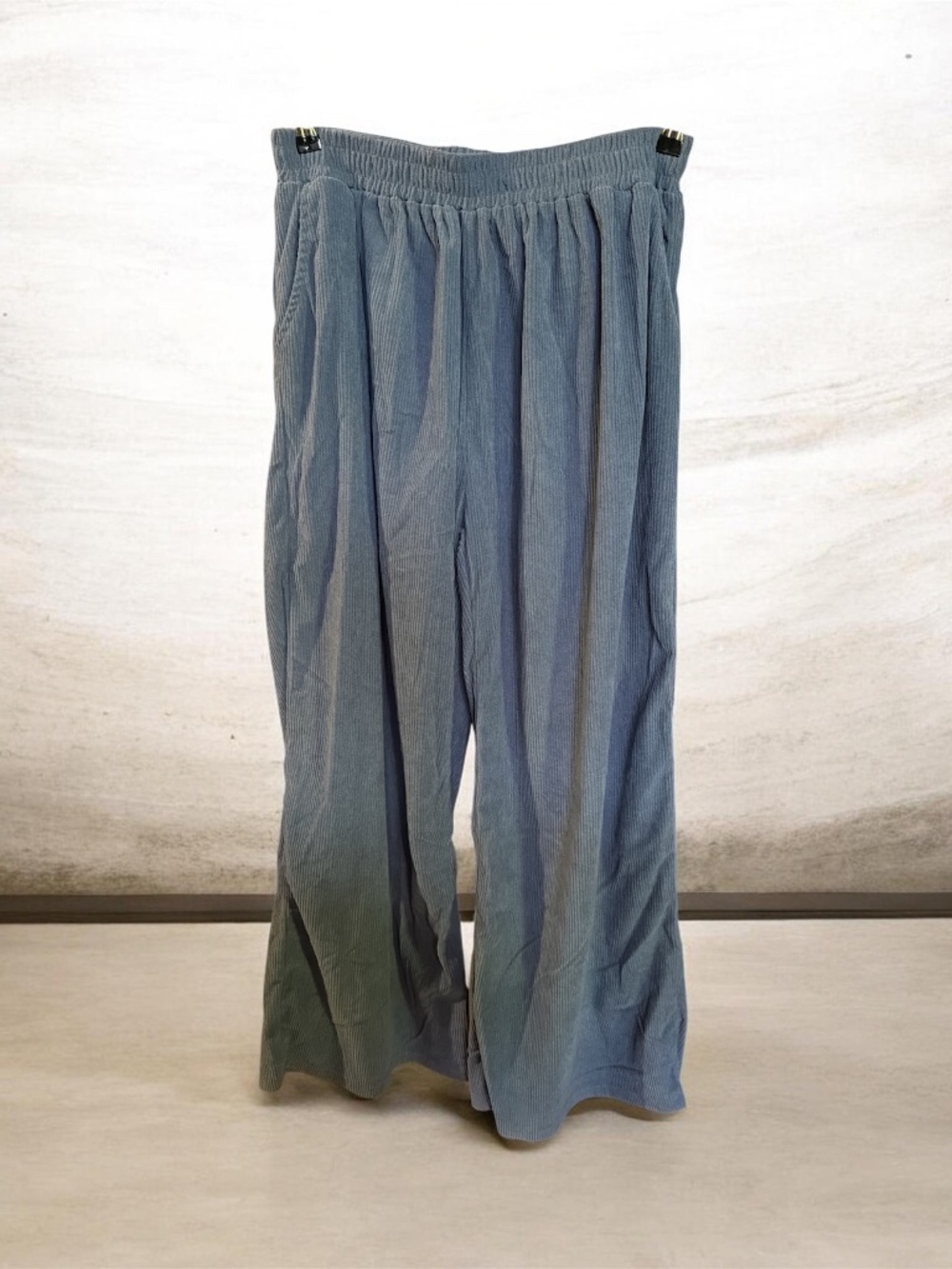 Slate Blue Corduroy Wide Leg Trousers